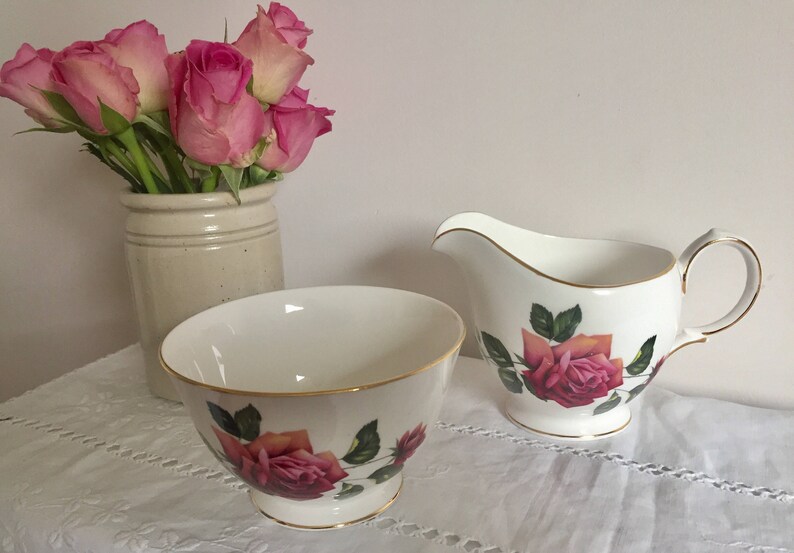 Vintage Crown Essex charlotte milk jug and sugar bowl.