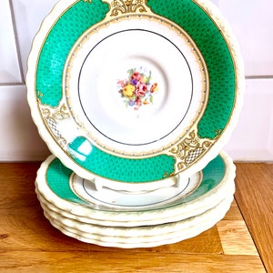 Antique Myott Persian rose saucers x 6