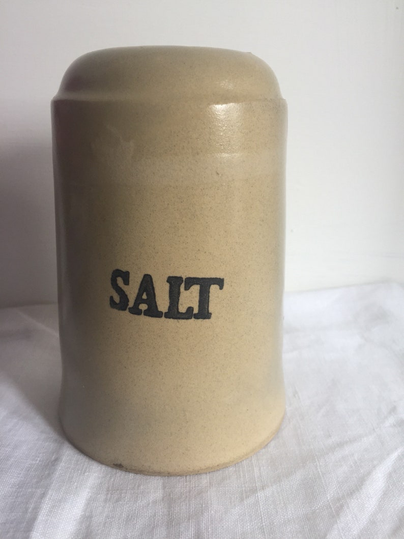 Vintage stoneware slipware salt shaker. image 2