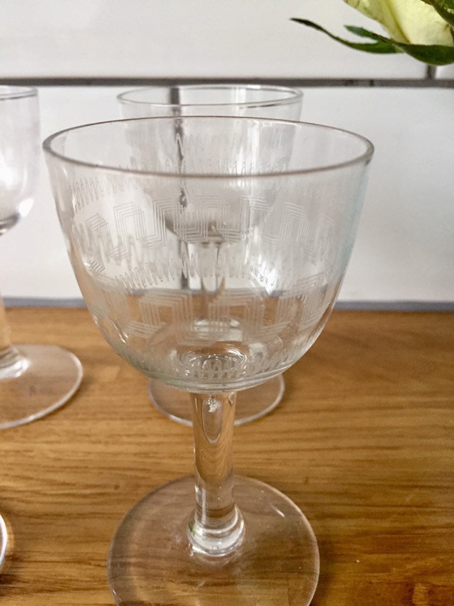 Antique Edwardian Etched Crystal Sherry/port Glasses. Set of Etsy