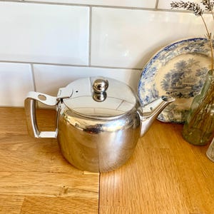 Super Vintage metal teapot. Retro 1950/60’s stainless steel teapot.
