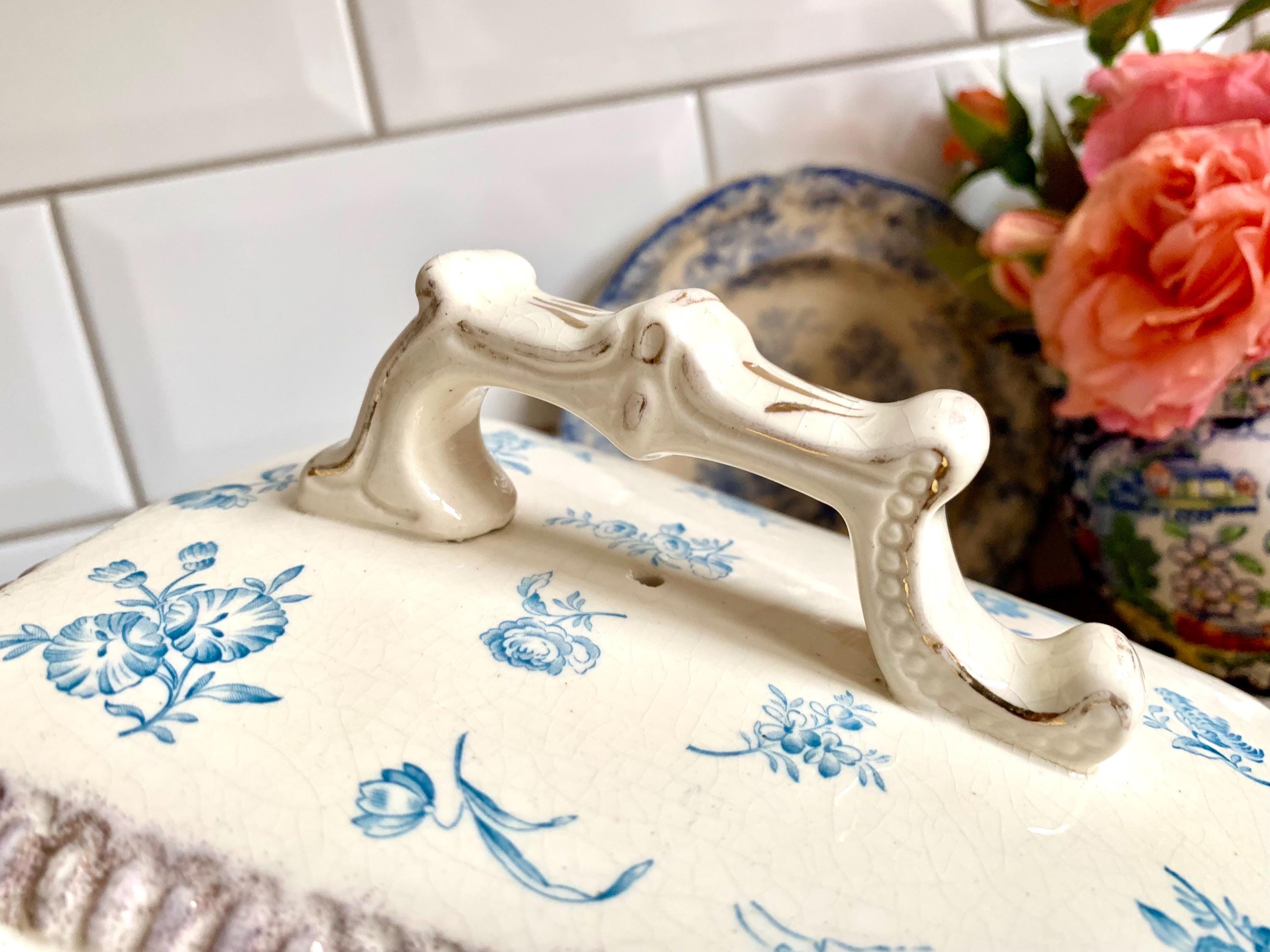 Large Vintage Cheese Cloche: Floral Ivory Ceramic Dome - Etsy