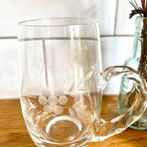 Fabulous vintage etched glass tankard.