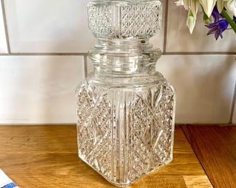 Vintage cut glass lidded storage jar.