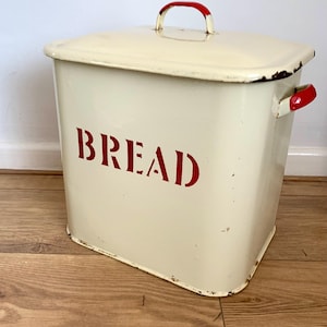 Vintage extra grote geëmailleerde broodtrommel uit de jaren 40.