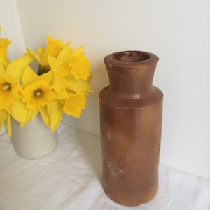1800&#39;s antique salt glazed stoneware ink bottle. Vintage and rustic.