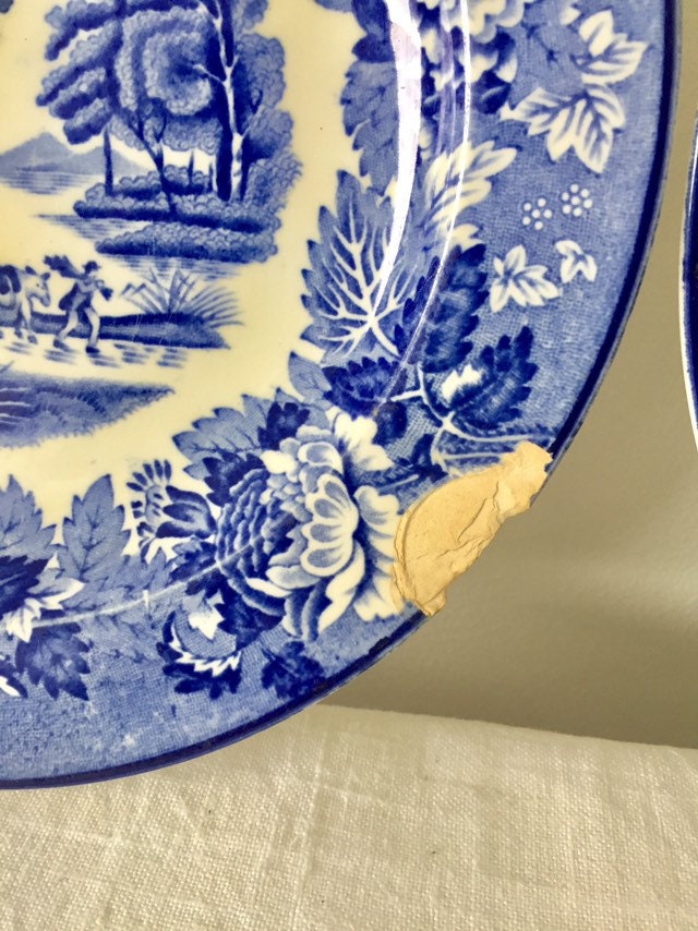 Vintage Enoch Woods 'english Scenery' Blue and White Side Plates