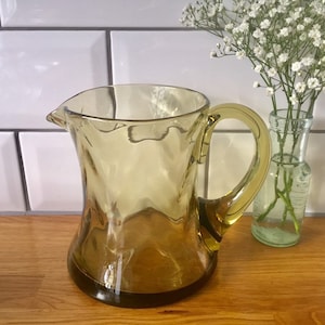 mid century smoked green glass jug / pitcher