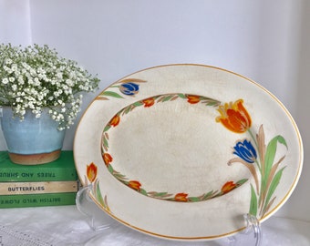 Art Deco. Myott. Staffordshire ware platter. Tulip decorated.