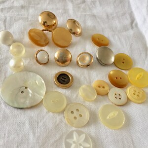 Vintage white and gold buttons. 25 in total.