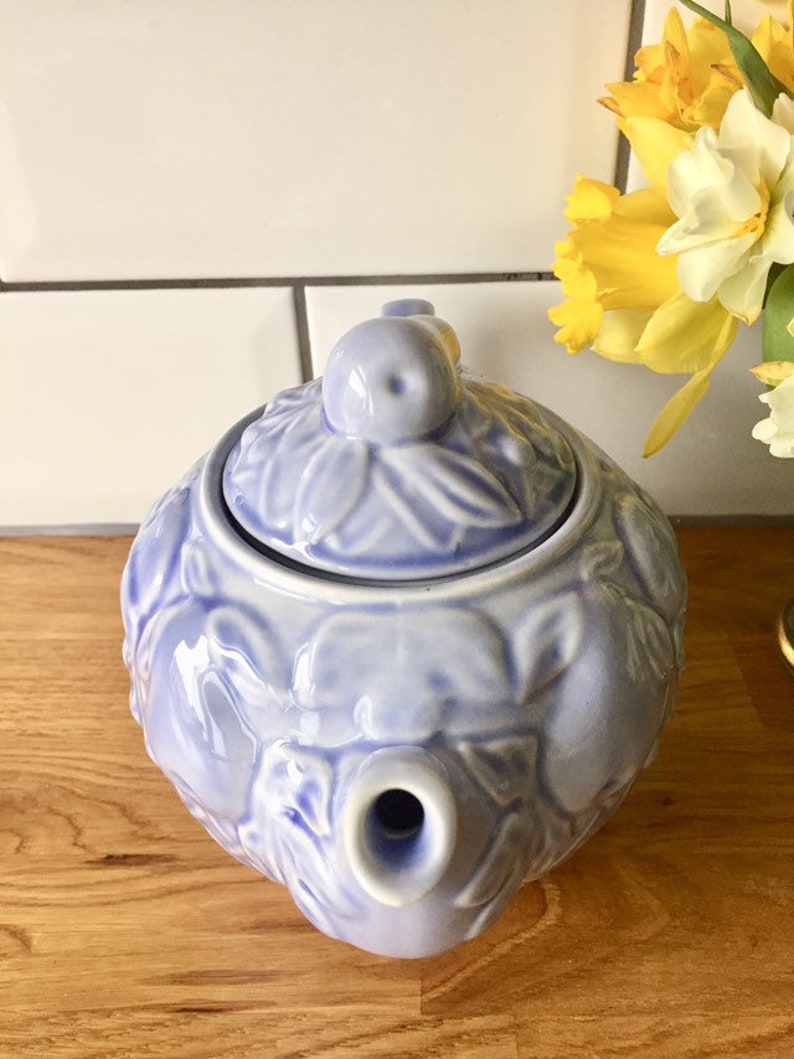 Vintage Wade 'basket of Fruit' Blue Teapot. Etsy
