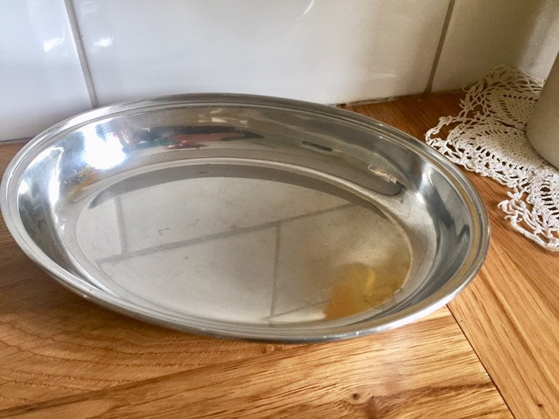 Vintage stainless steel serving dish. Mid century modern image 1