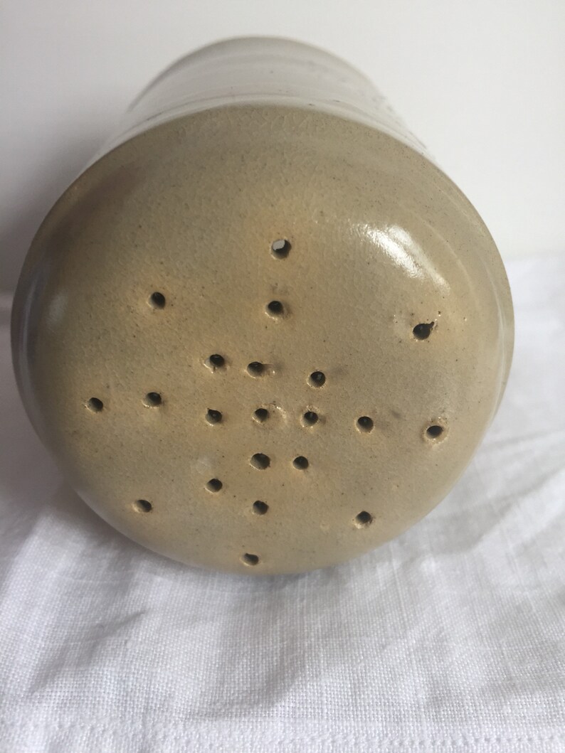Vintage stoneware slipware salt shaker. image 4