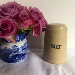 Vintage stoneware slipware salt shaker. image 1