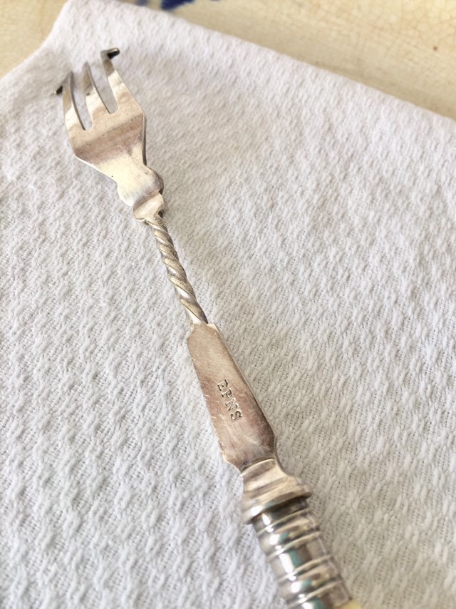 EPNS bone handled vintage pickle/olive fork. Etsy