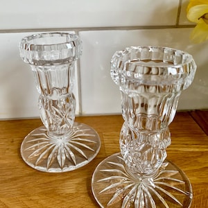 Gorgeous Art Deco vintage glass candlesticks.