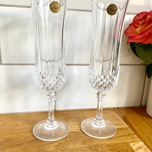 Copas de flauta de champán francesa Cristal D&#39;Arques Bretagne. Juego de 2