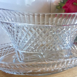 lead crystal sauce boat with tray.