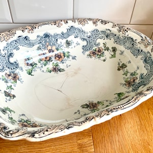 Rare Antique Booths Bisto Leith wash basin. Extra large antique bowl. Antique ironstone bowl