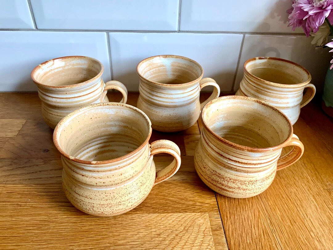 Retro Peach Studio Pottery Tea Cups - 1980s Set of Five - Etsy