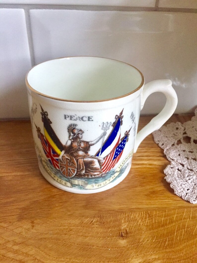 Vintage World War I 1919 peace cup Memento of the great war.