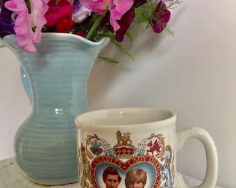 Commemorative mug celebrating the wedding of lady Diana and Prince Charles. 1981.