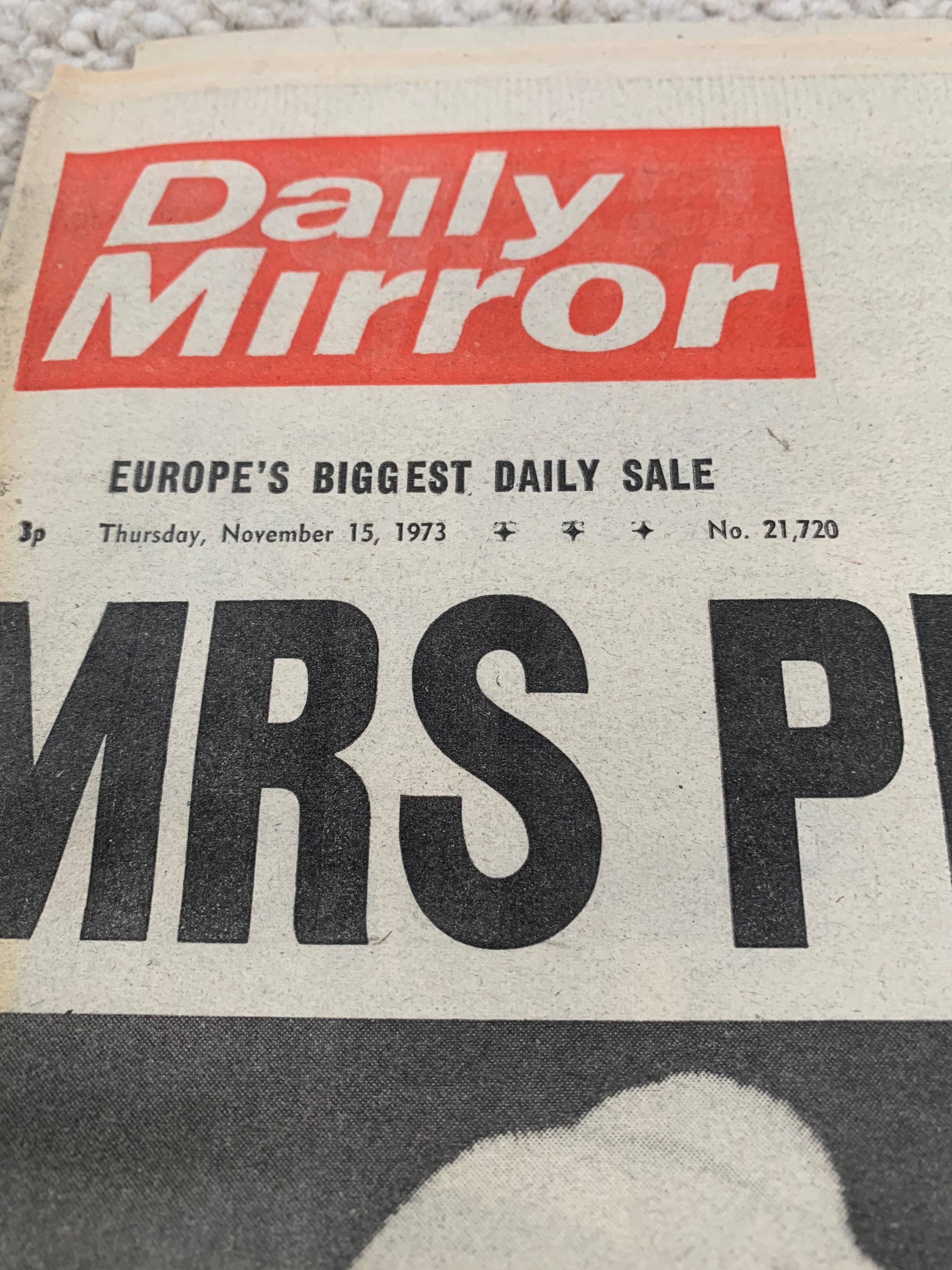 Original Daily Mirror Newspaper Celebrating Princess Anne's