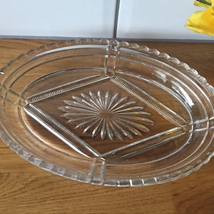 Vintage clear lead glass serving bowl.