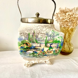 Raro barril de galletas o bote para galletas Sandland vintage Art Deco de los años 30.