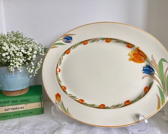 Art Deco. Myott. Staffordshire ware platter. Tulip decorated.