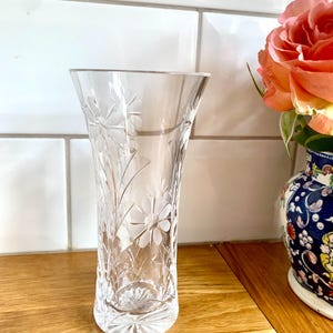 vintage etched glass retro vase.