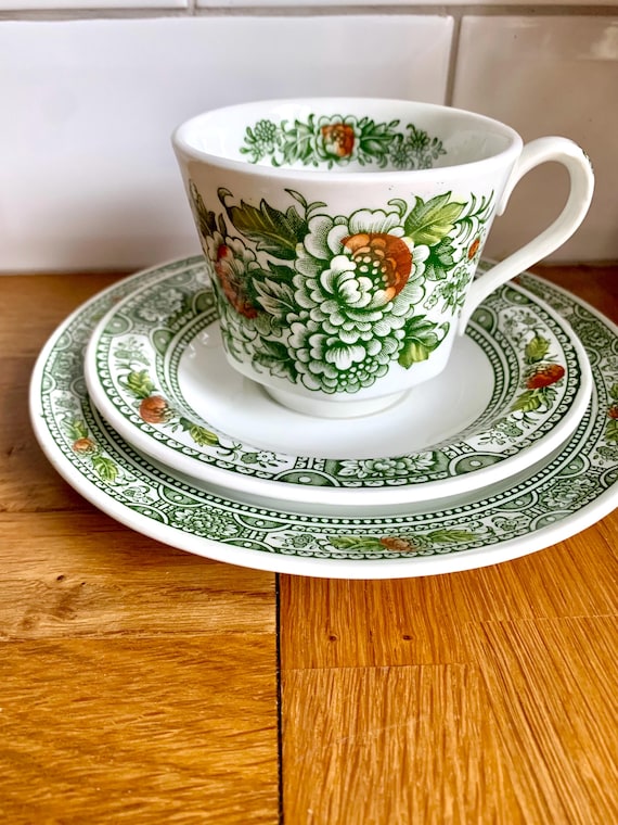 Antique Ridgway Canterbury Green Tea Cup Trio. - Etsy UK