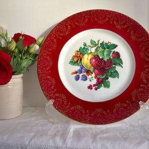 Vintage red dinner plate.
