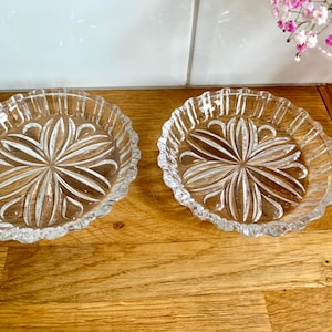 vintage pair of glass shallow dishes.