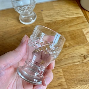 Set of 2 vintage faceted sherry glasses.