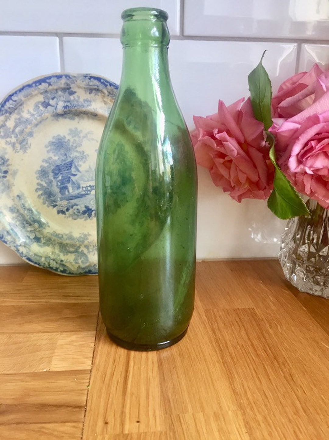 Antique Green Glass Bottle. - Etsy