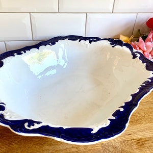 Rare Antique Blue and white bowl. Extra large antique bowl. Antique ironstone bowl