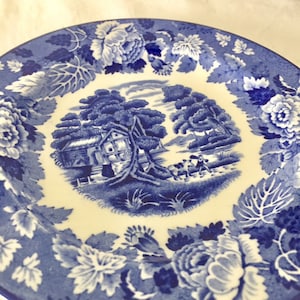 Vintage Enoch Woods &#39;English Scenery&#39; blue and white side plates