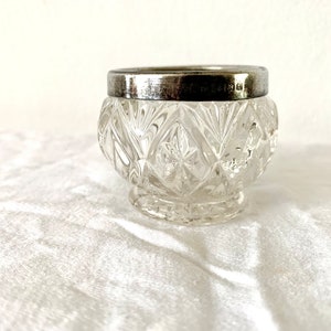 Antique Victorian silver topped,  lead crystal salt sellers. Salt and pepper pot.