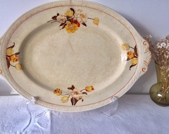 Vintage J&G Meakin "Sunshine" serveringsfat: 1930-talets blommiga järnsten