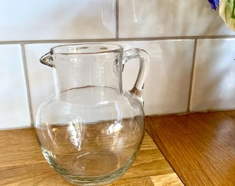 Jarra de leche vintage de cristal tallado Art Déco