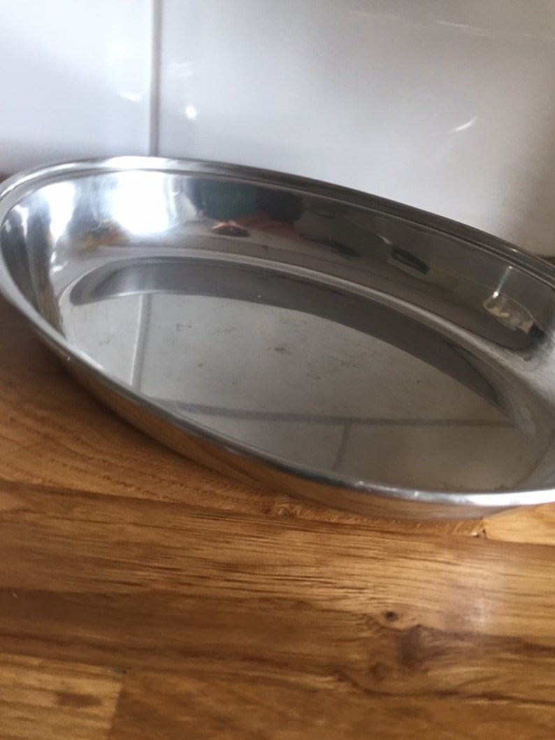 Vintage stainless steel serving dish. Mid century modern image 4