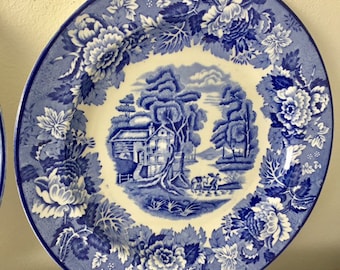 Vintage Enoch Woods 'english Scenery' Blue and White Side Plates