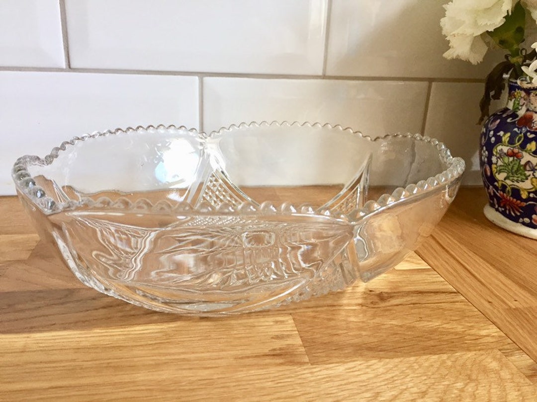 ヴィンテージの透明鉛ガラス製サービングボウル。 - Etsy 日本