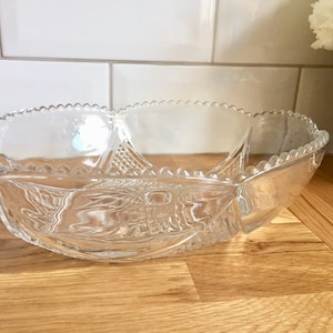 Vintage clear lead glass serving bowl.