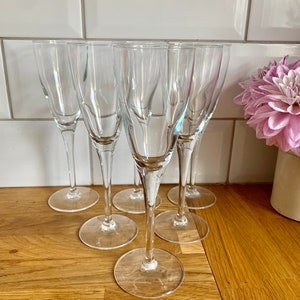 Vintage champagne or cocktail glasses. Retro glass. Set of 6.
