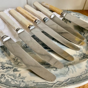 Vintage resin handled knives. Mismatched Set of 7.
