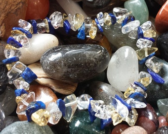 Lapis Lazuli and Citrine Bracelet, Relationship Success, Help Animals Settle, Healing Crystal + Free Citrine Tumblestone