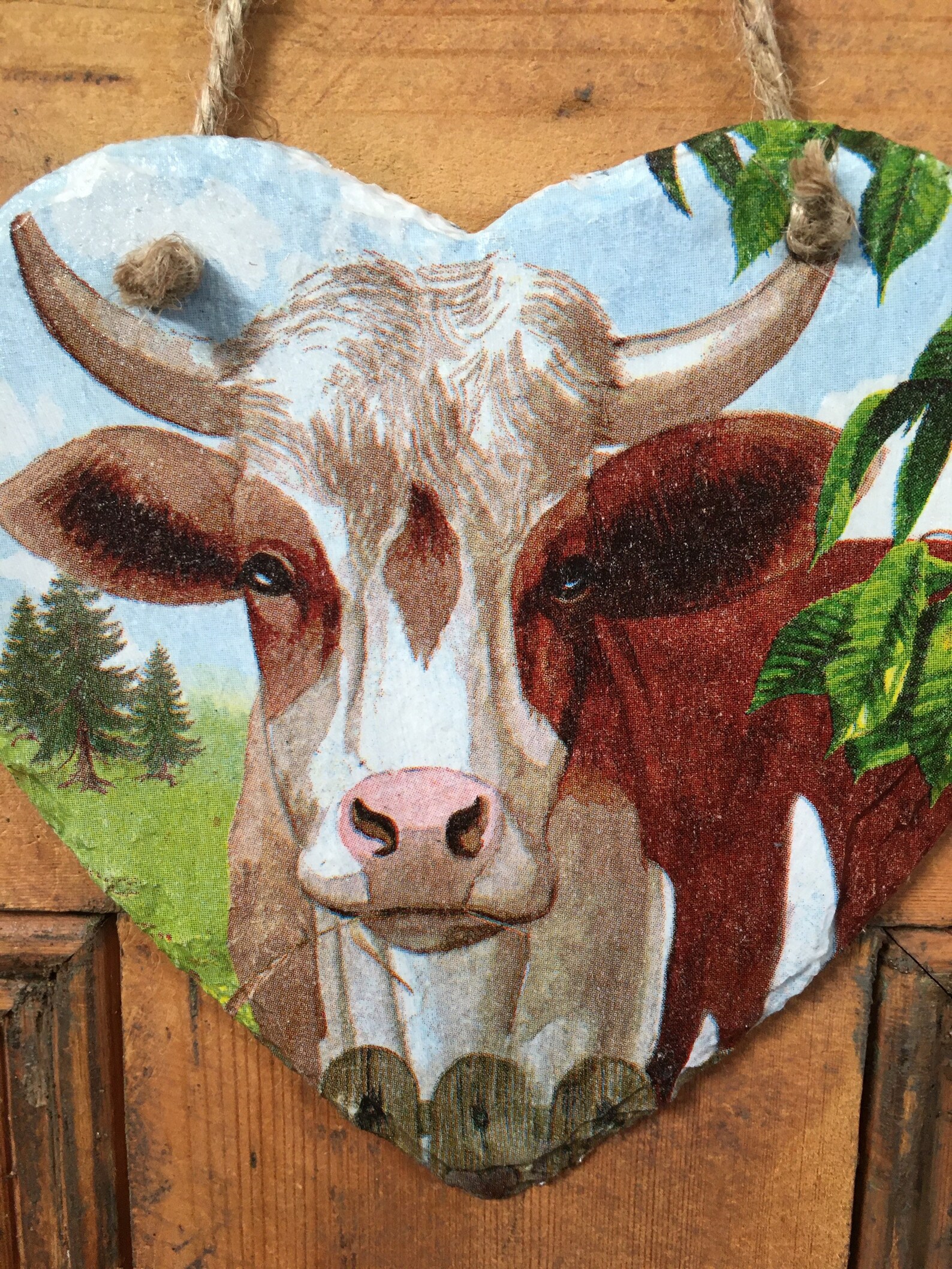 Vaca hecha a mano pizarra colgante corazón cocina pared | Etsy