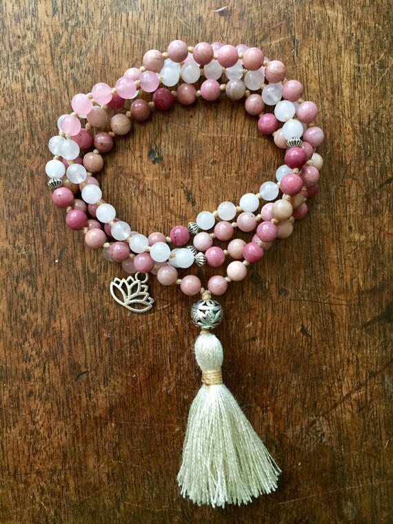 rose quartz mala beads